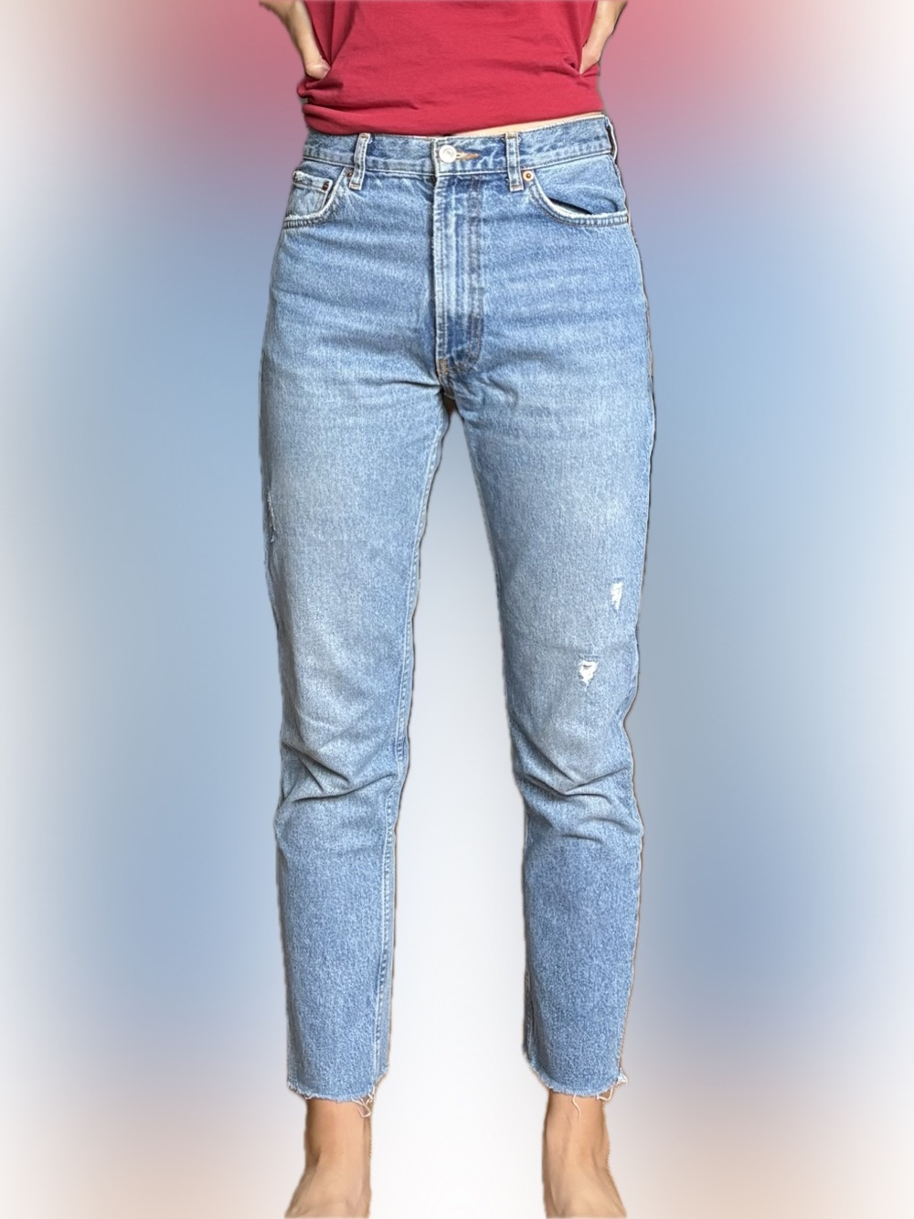 Zara High Waist Light Blue Ankle Length Jeans